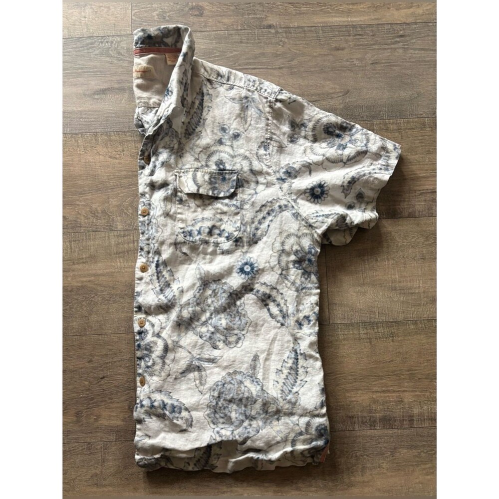 Tommy Bahama men’s size XXL 100% linen white and blue floral button down shirt - Picture 3 of 13